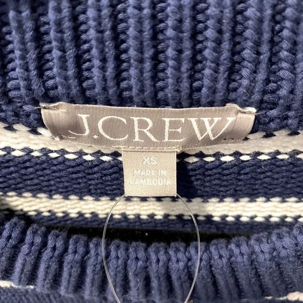 NWT J.Crew Relaxed Stripe Crewneck Sweater Womens Chunky Knit Nautical Fisherman